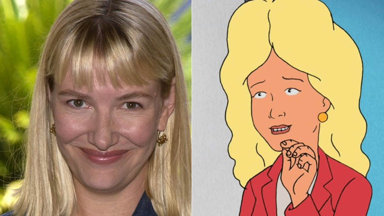 Ashley Gardner smiles at the 2002 Fox press day; Nancy Gribble waves and smiles