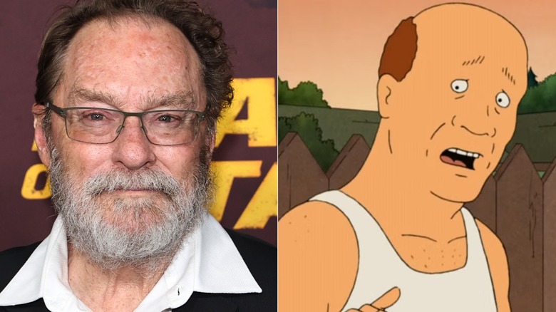 Stephen Root smiles at the "Heads of State" premiere; Bill reacts fearfully