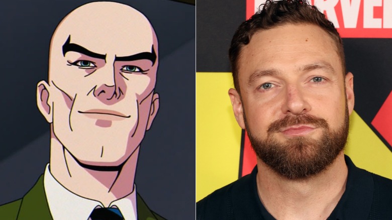 Professor X in X-Men 97 (left); actor Ross Marquand (right)