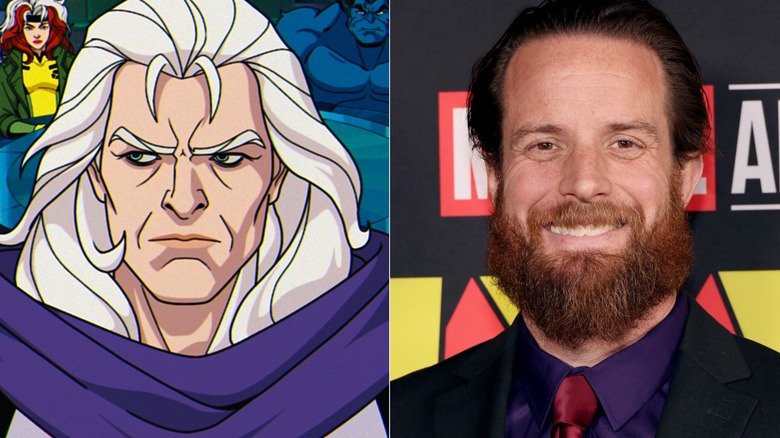 Magneto in X-Men 97 (left); actor Matthew Waterson (right)