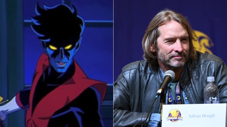 Nightcrawler from X-Men 97 (left); actor Adrian Hough (right)