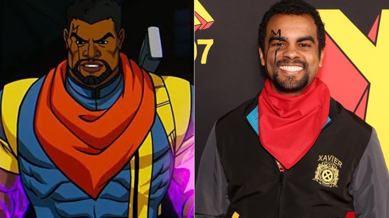Bishop from X-Men 97 (left); actor Isaac Robinson-Smith (right)