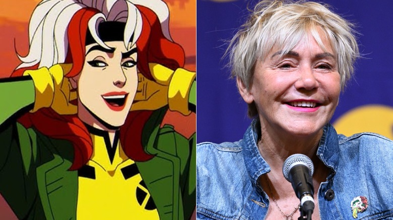 Rogue from X-Men 97 (left); actor Lenore Zann (right)