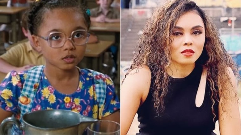 Kiami Davael in Matilda (left) and in 2022 (right)