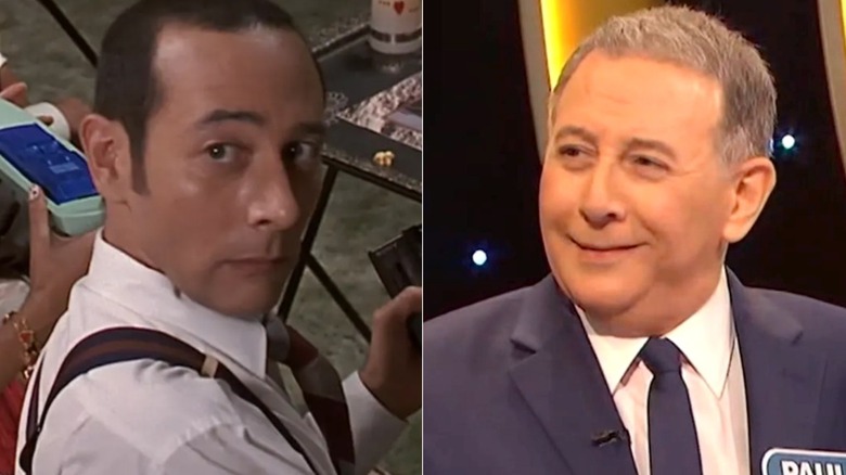 Paul Reubens in Matilda (left) and on Celebrity Wheel of Fortune (right)