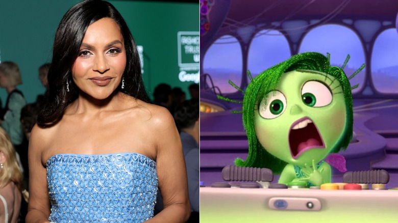 Mindy Kaling and Disgust screaming in disgust in Inside Out