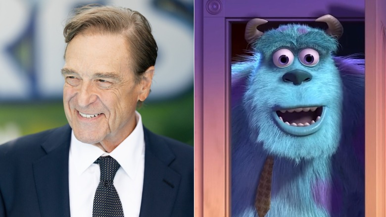 John Goodman smiling at premiere event next to Sulley smiling with tie on