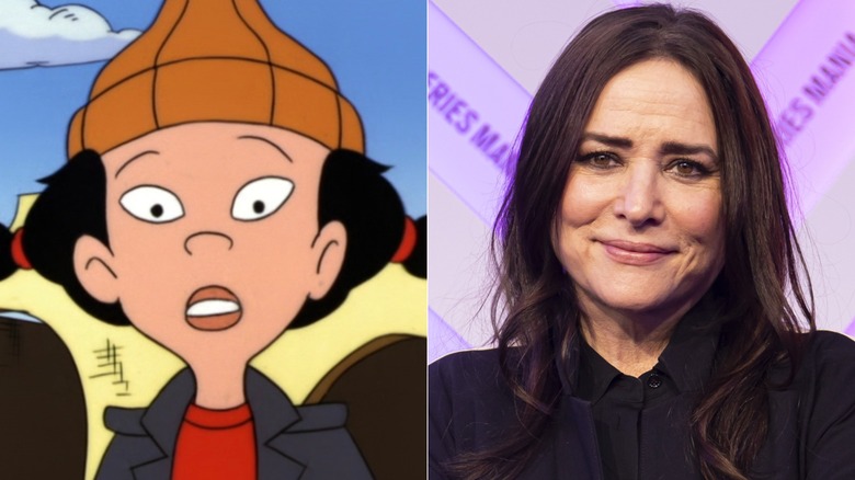 Spinelli looking shocked on Recess next to Pamela Adlon at a French event