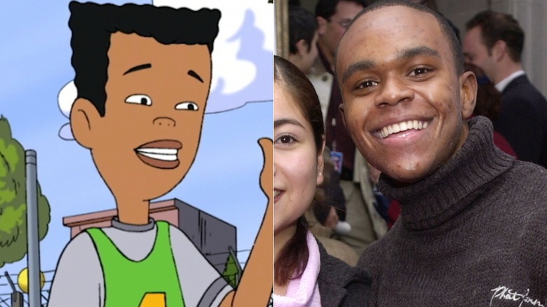 Vince talking on Recess next to Rickey D'Shon Collins smiling next to his wife