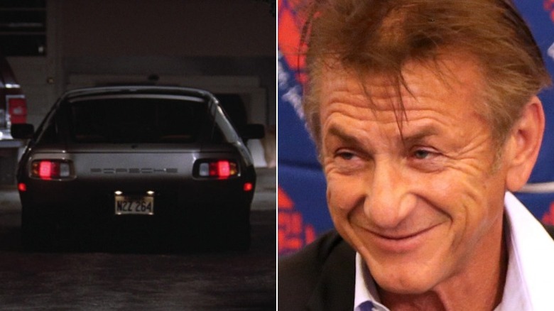 The back of a Porsche and Sean Penn smiling
