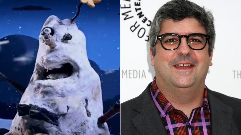Rotten the Snowman screaming on Smiling Friends next to Dana Snyder at a PaleyFest event