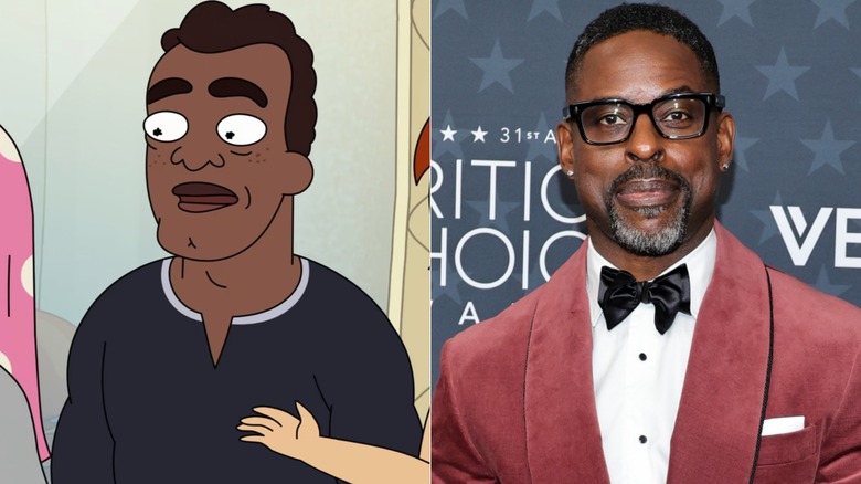 Halk staring on Solar Opposites next to Sterling K. Brown at the Critics' Choice Awards