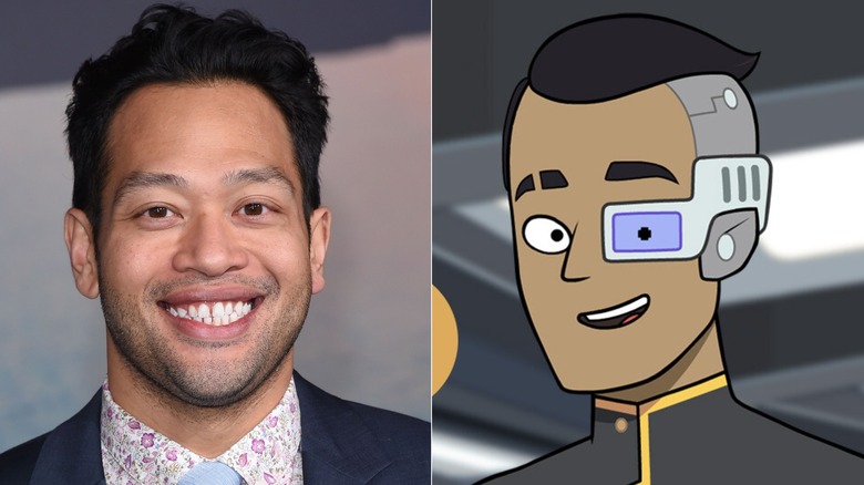A split image of Eugene Cordero and Ensign Rutherford