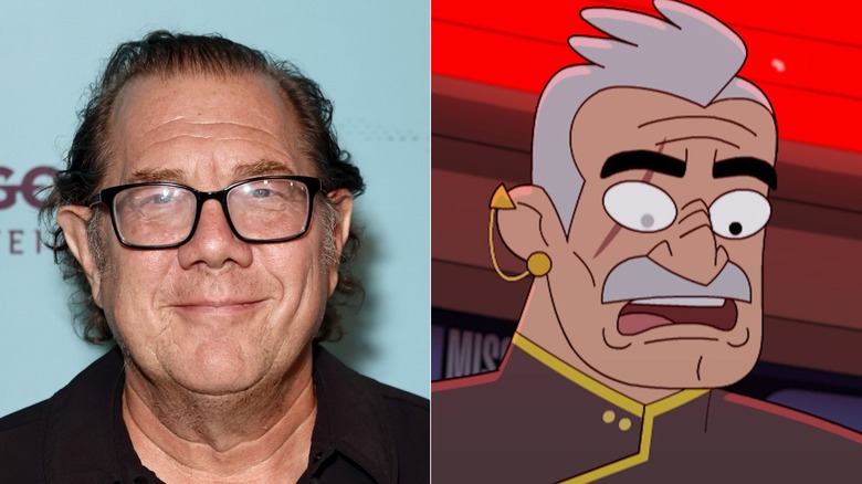 A split image of Fred Tatasciore and Lieutenant Shaxs