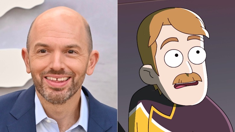 A split image of Paul Scheer and Andy Billups