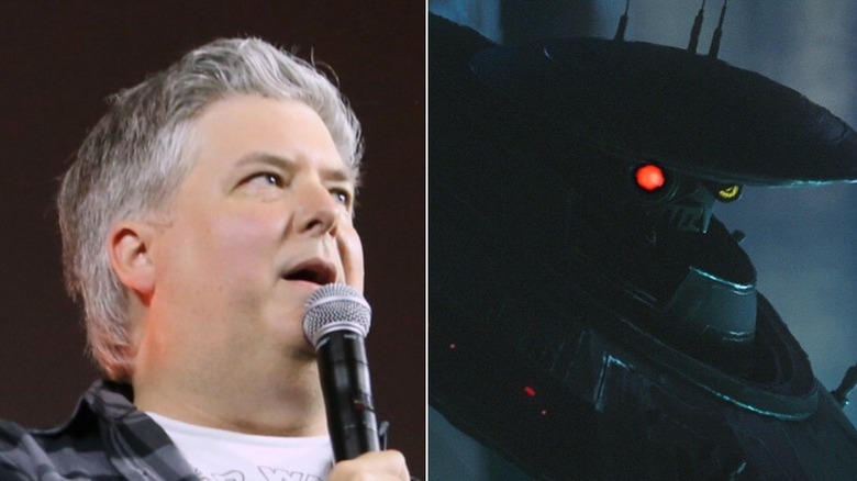 David W. Collins speaking at a Star Wars event/Spybot in the shadows in Shadow Lord
