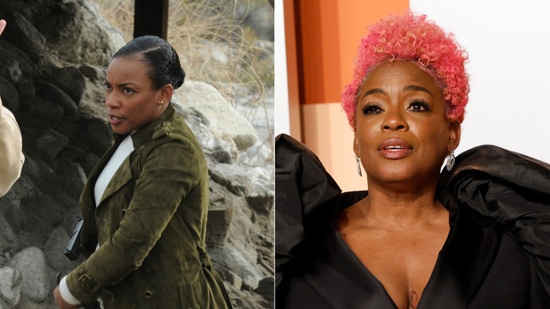 Aunjanue Ellis-Taylor pulling gun out on The Mentalist and at red carpet event