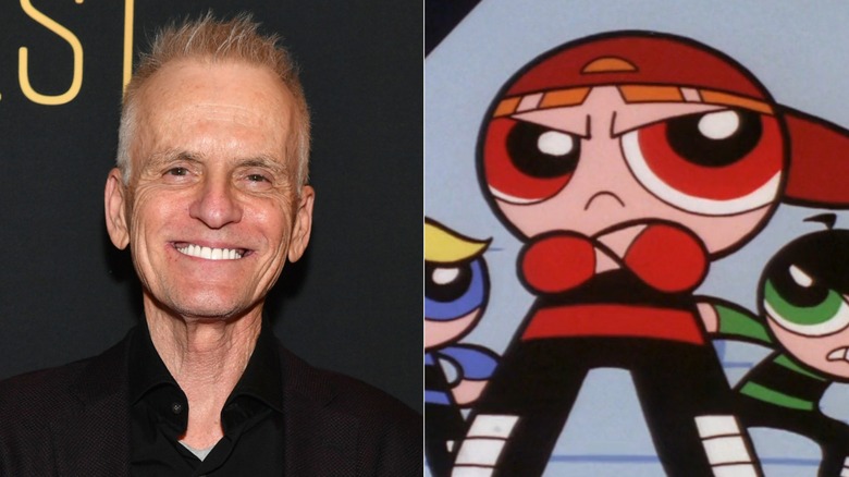 Rob Paulsen smiling at premiere; Brick crossing arms angrily