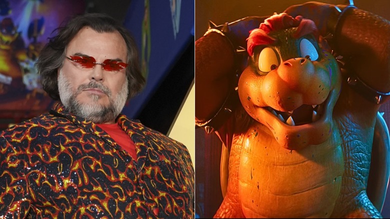 Jack Black and Bowser looking scared in The Super Mario Galaxy Movie