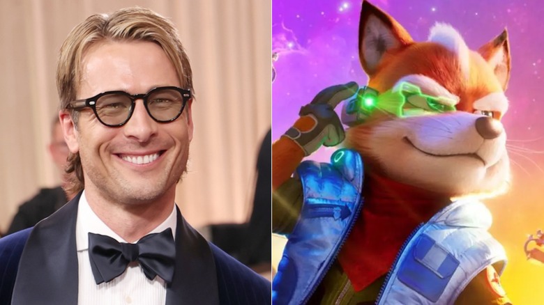 Glen Powell and Fox McCloud smirking in The Super Mario Galaxy Movie