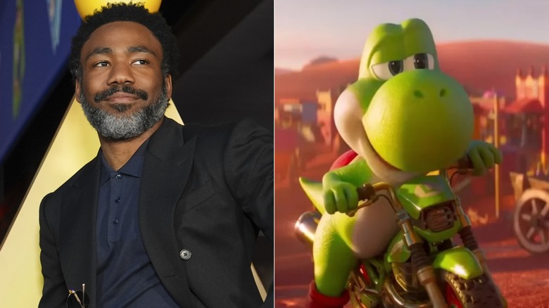 Donald Glover and Yoshi on a bike in The Super Mario Galaxy Movie