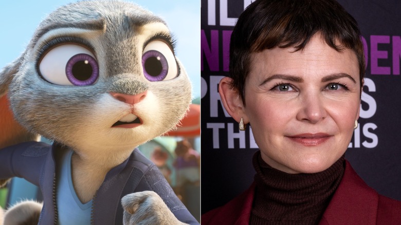 Judy Hopps running in Zootopia 2 next to Ginnifer Goodwin smiling at the Film Independent Spirit Awards