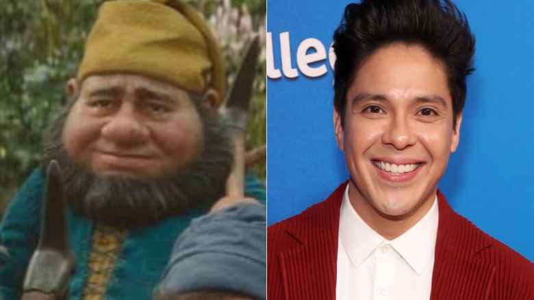 Happy next to George Salazar at the Snow White premiere (2025)