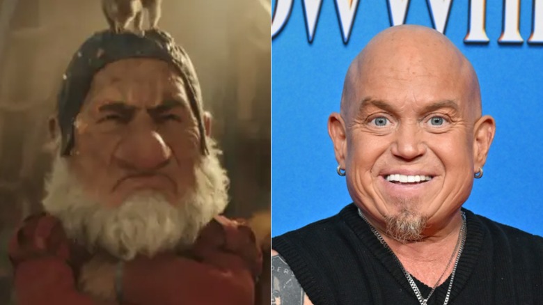 Grumpy next to Martin Klebba at the Snow White premiere (2025)