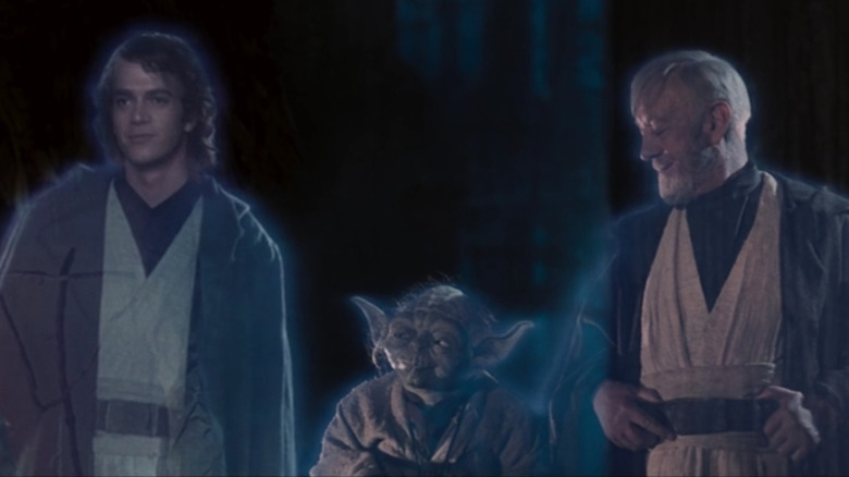 Anakin, Obi-Wan, and Yoda ghosts