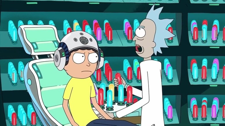 Morty and Rick partaking of Mind Blowers