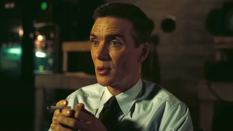 Cillian Murphy as Oppenheimer smoking