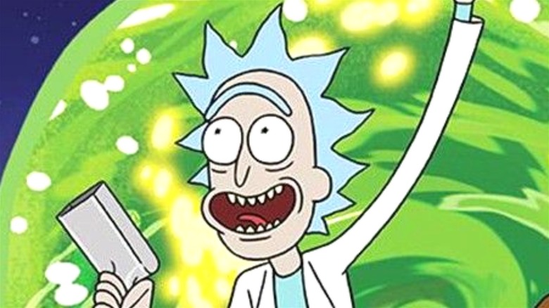 Rick in front of green portal