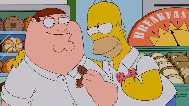 Homer Simpson with Peter Griffin