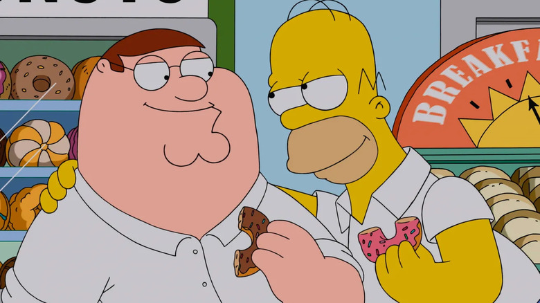 Homer Simpson with Peter Griffin