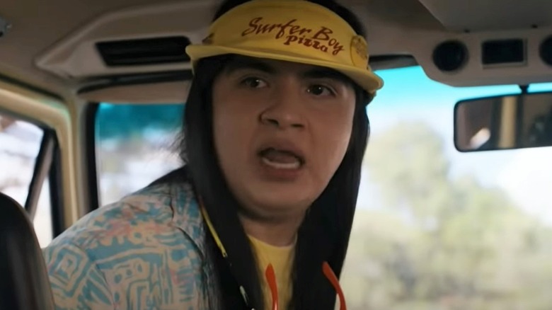 Argyle looking scared in Surfer Boy van