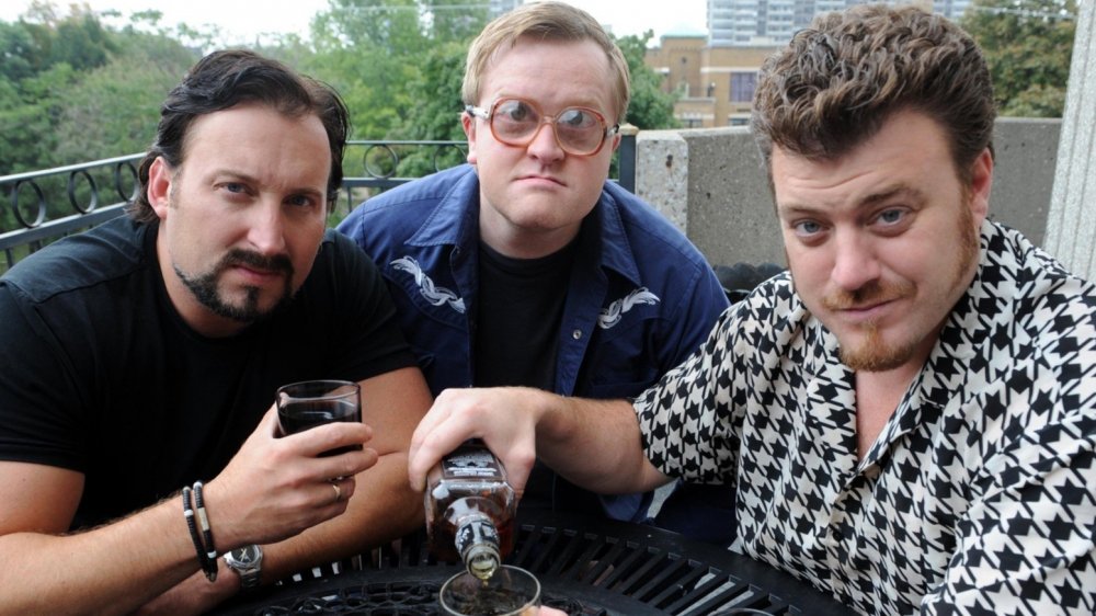 John Paul Tremblay as Julian, Mike Smith as Bubbles, and Robb Wells as Ricky in Trailer Park Boys