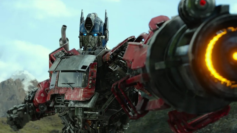 Optimus aims a blaster