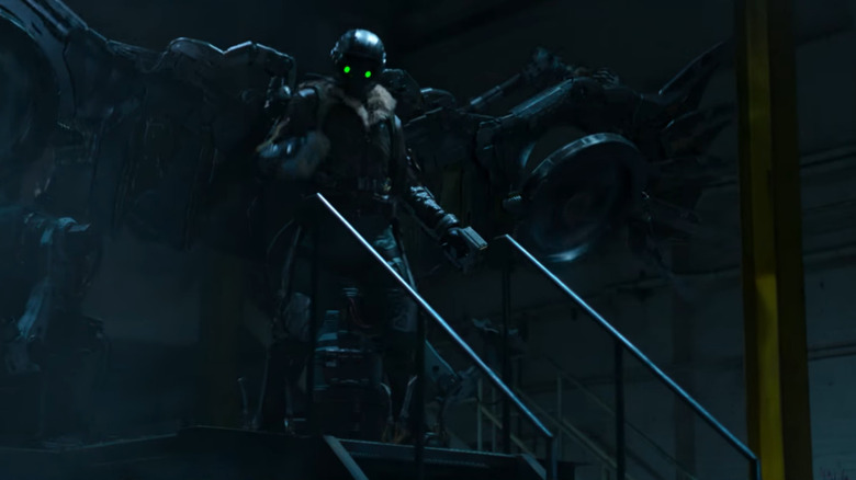The Vulture lands after his first fight with Spider-Man in Spider-Man: Homecoming