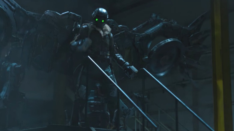 The Vulture lands after his first fight with Spider-Man in Spider-Man: Homecoming