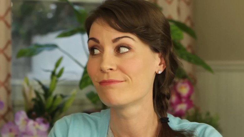 Laurel Coppock joking about motherhood in a BreakWomb video
