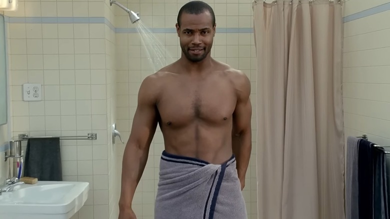 Isaiah Mustafa in a bathroom during an Old Spice ad