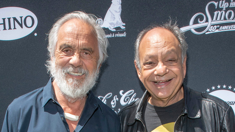 Cheech and Chong posing for photo