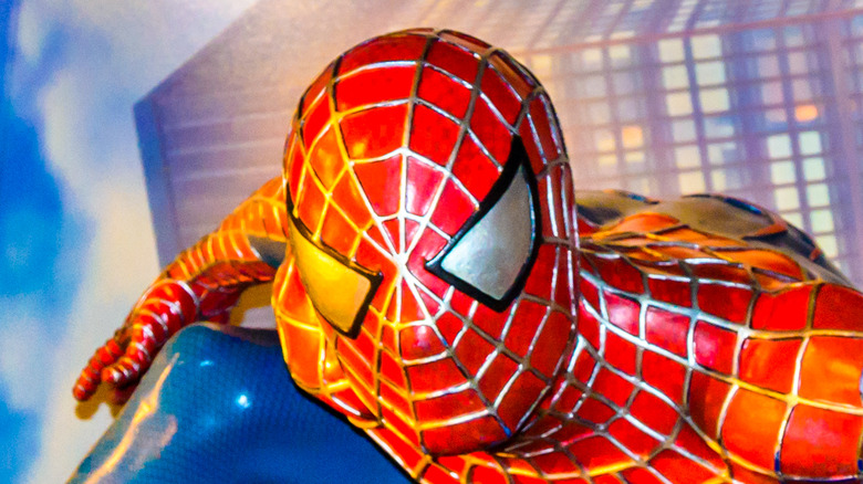 Spider-Man wax statue on display