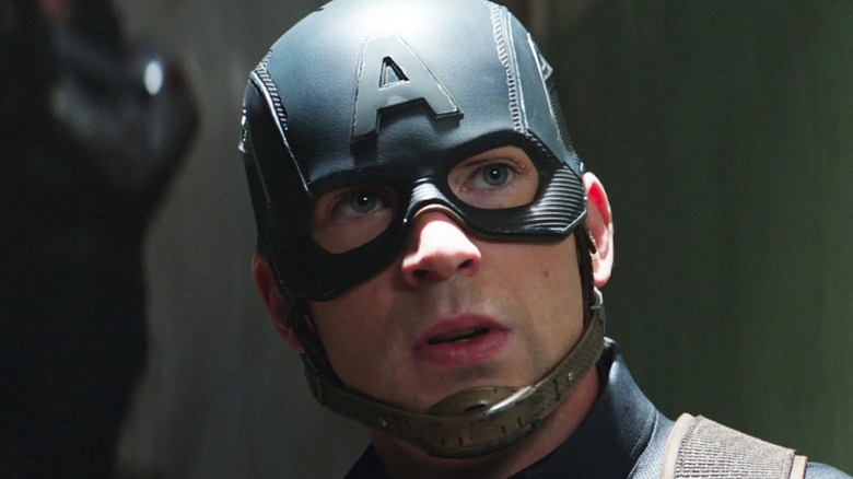 Captain America looks up