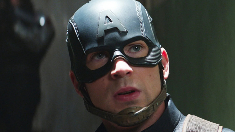 Captain America looks up