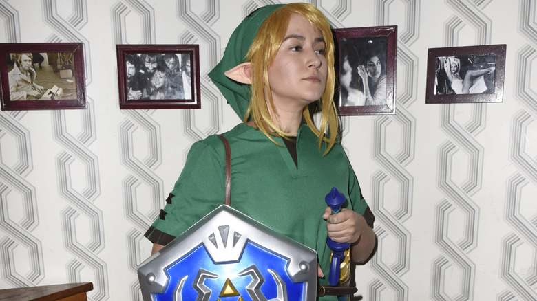Williams dressed as Link for Halloween