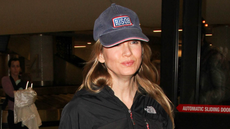 Renée Zellweger wearing a cap