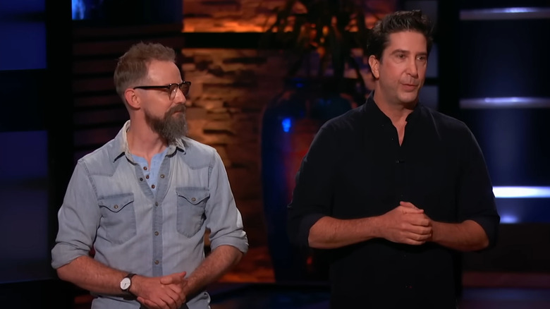 Samuel Taylor and David Schwimmer presenting to the sharks