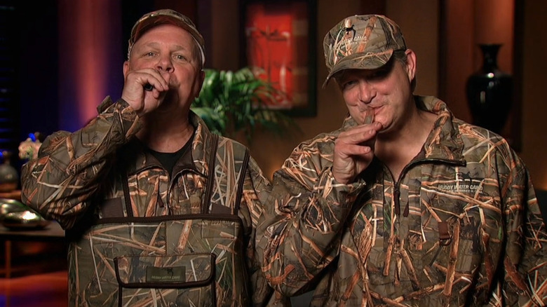 Steve and Stephen blowing duck whistles