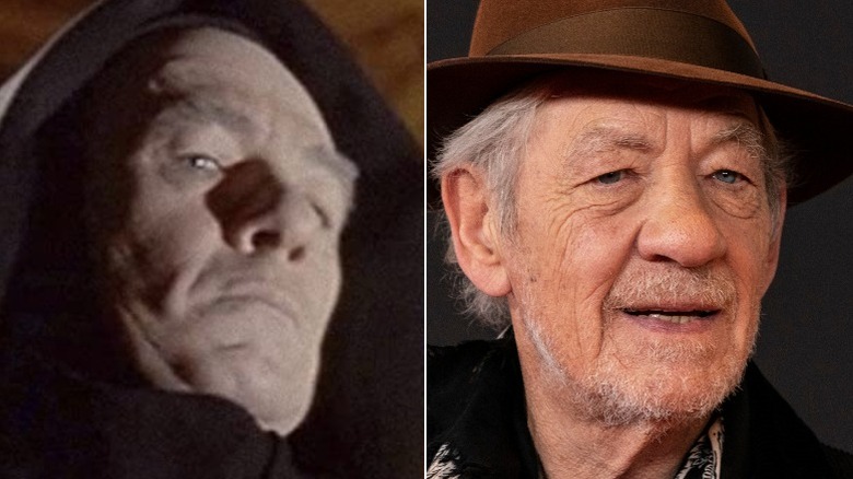 Ian McKellen then and now with hat